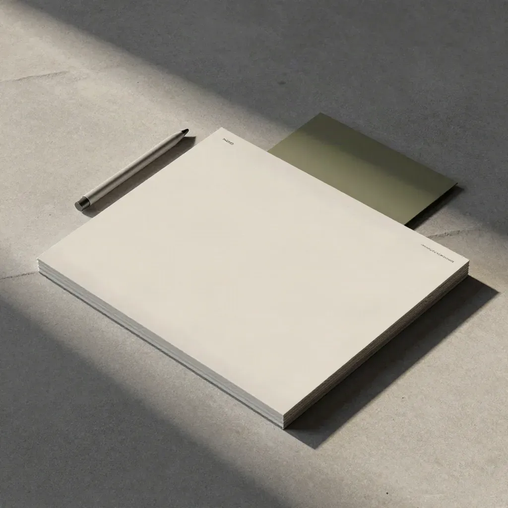 Overhead landing page build kit with wireframe tiles and a marker on concrete.